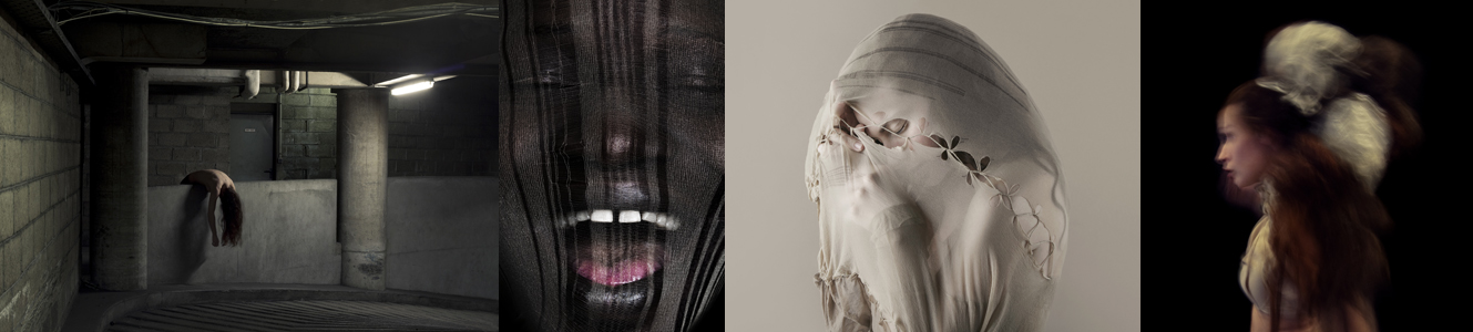 Montage de 4 photographies réalisées par Nadia Wicker pour illustrer ses expositions photographiques